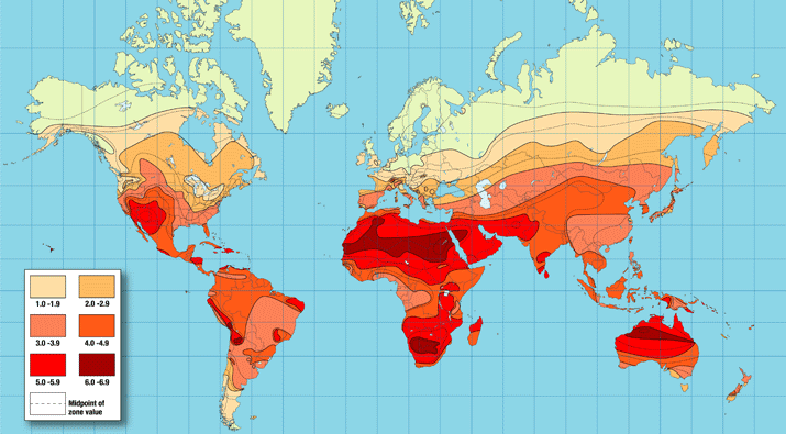 World Map of Sun hours